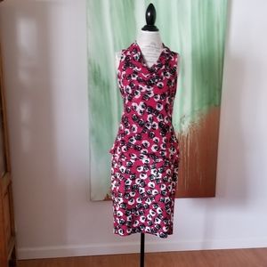 Red floral patterned pencil skirt